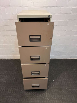 Four Drawer Metal Filing Cabinet with Faint Brown Drawers (Minor Rusting) - REDUCED