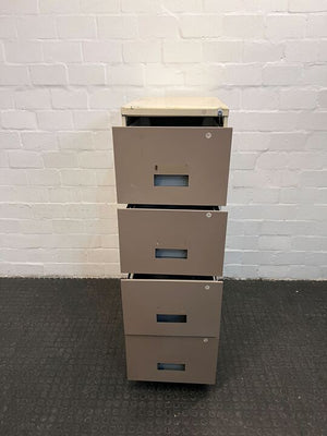 Four Shelved Metal Filing Cabinet with Beige Drawers (Handles Missing/Rusting/Damaged) - REDUCED