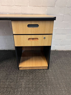 L-Shaped Wooden Desk with Two Drawers (One Missing Handle) (Width: 180cm) (Height: 75cm)