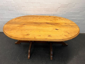 Light Brown Traditional Oval Wooden Dining Table (Width: 188cm) (Height: 74.5cm) - REDUCED