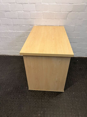 Light Brown Wooden Two Shelved Credenza (Missing Door)