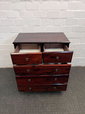 Dark Brown Antique Five Tier Chest of Drawers Cupboard