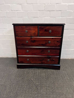 Dark Brown Antique Five Tier Chest of Drawers Cupboard