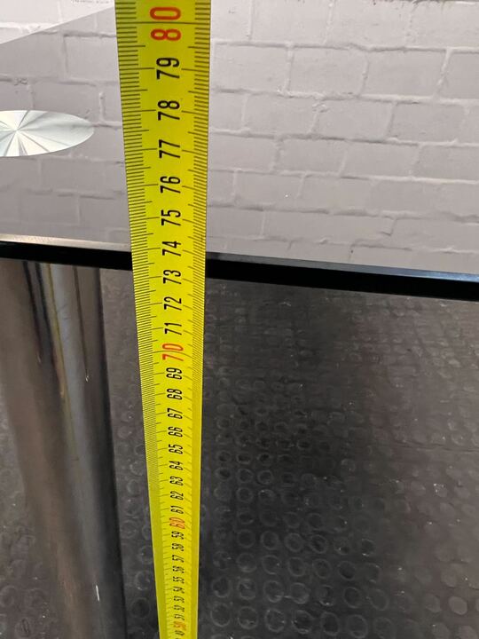 Glass Dining Room Table with Steel Legs (Width: 150cm) (Height: 74cm)