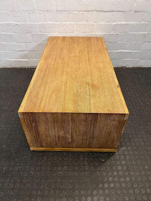 Palma Natural Wooden Coffee Table with Two Drawers (Width: 140cm) (Height: 46cm)