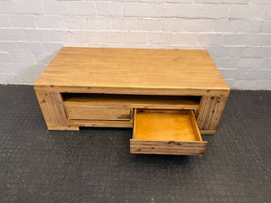 Palma Natural Wooden Coffee Table with Two Drawers (Width: 140cm) (Height: 46cm)