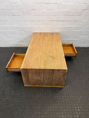 Palma Natural Wooden Coffee Table with Two Drawers (Width: 140cm) (Height: 46cm)