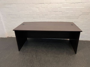 Dark Brown Wooden Bow Top Office Desk (Width: 90cm) (Height: 75cm)