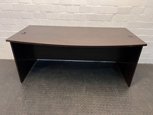 Dark Brown Wooden Bow Top Office Desk (Width: 90cm) (Height: 75cm)