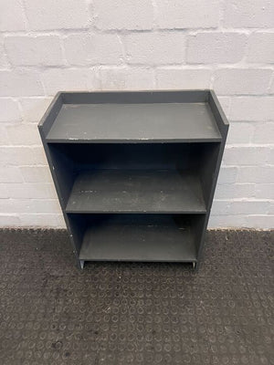 Gray Two Tier Bookshelf with Wooden Frame on Top (Minor Scratched Paint) - REDUCED