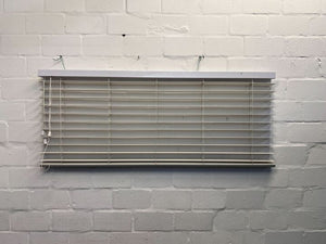 White Venetian Wooden Blinds (Width: 132cm) (Height: 53.5cm)