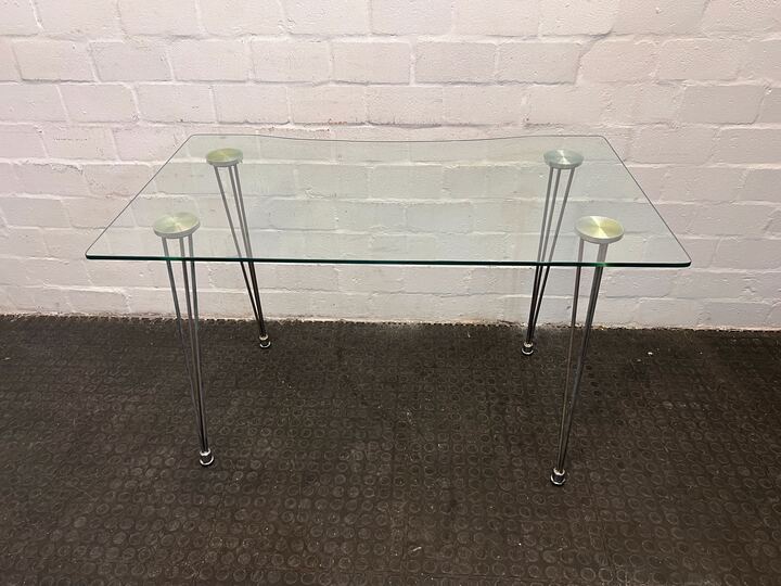 Glass See-through Desk with Steel Legs (Width: 120cm) (Height: 74cm)