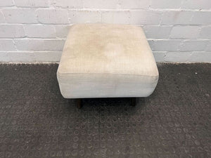 White Upholstered Lounge Ottoman with Wooden Legs