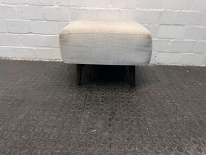 White Upholstered Lounge Ottoman with Wooden Legs