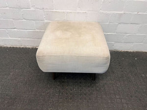 White Upholstered Lounge Ottoman with Wooden Legs