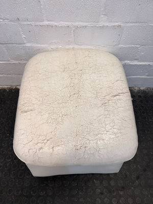 White Cream Lounge Ottoman (Fabric Wear on Seating)