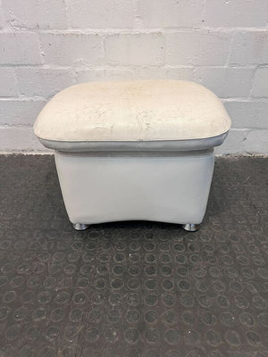 White Cream Lounge Ottoman (Fabric Wear on Seating)