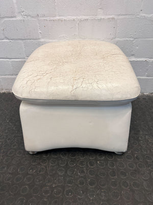 White Cream Lounge Ottoman (Fabric Wear on Seating)