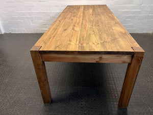 Light Brown Hardwood Dining Table (Width: 240cm) (Height: 76.5cm)