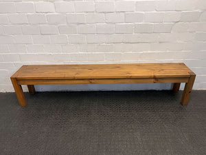 Long Brown Wooden Dining Bench