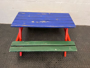 Multicoloured Wooden Outdoor Bench (Paint Scratched)