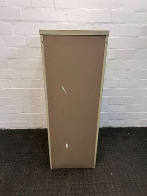 Beige Four Drawer Metal Filing Cabinet with Metal Handles & Brass Metal Label Holder (Minor Scratched Paint/Chipped Paint) - REDUCED