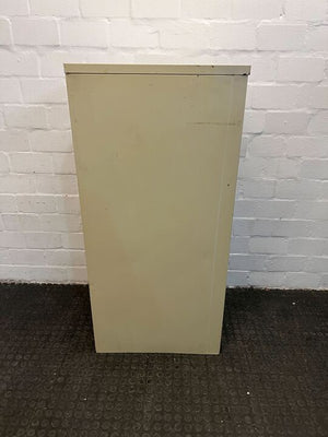 Beige Four Drawer Metal Filing Cabinet with Metal Handles & Brass Metal Label Holder (Minor Scratched Paint/Chipped Paint) - REDUCED