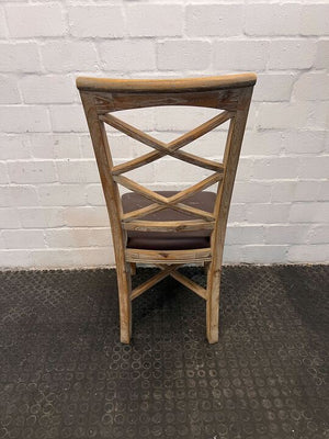 Macedon Wooden Dining Chair with Scratched Dark Brown Fabric Seat