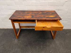 Fiery Patterned Wooden Oak Desk with One Drawer (Width: 120cm) (Height: 73cm)