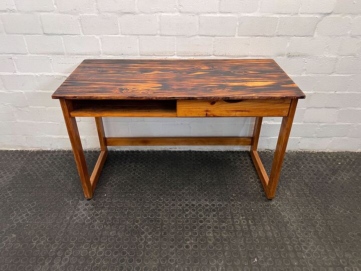 Fiery Patterned Wooden Oak Desk with One Drawer (Width: 120cm) (Height: 73cm)