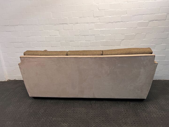 Beige Three Seater Designer Couch (Minor Fabric Wear)