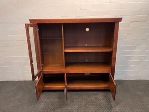 Modern Wooden TV Cabinet with Glass Display Door