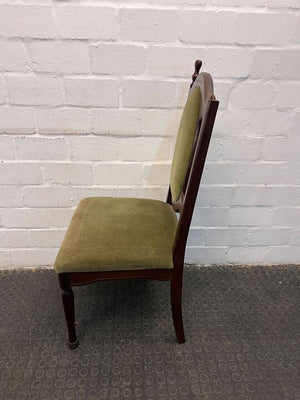 Wooden Dining Chair with Green Velvet Seat (Left Backrest Handle Broken Off)