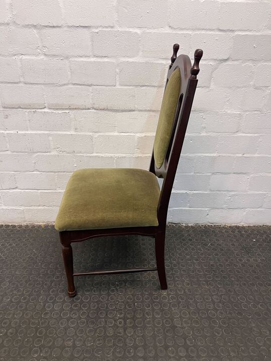 Wooden Dining Chair with Green Velvet Seat (Back Frame Material Needs Fixing) - PRICE DROP