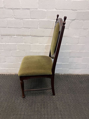 Wooden Dining Chair with Green Velvet Seat (Back Frame Material Needs Fixing)