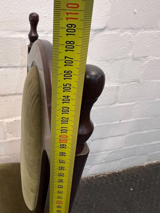 Wooden Dining Chair with Green Velvet Seat (Back Frame Material Needs Fixing) - PRICE DROP