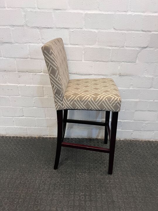 Dark Brown Wooden Barstool with Morocco Patterned Seating - PRICE DROP