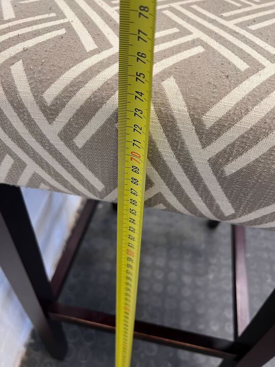 Dark Brown Wooden Barstool with Morocco Patterned Seating - PRICE DROP