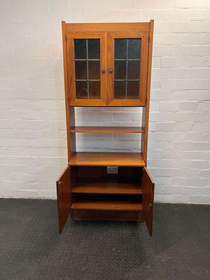 Italian Modern Walnut Veneer Media Cabinet (with Plug Opening & Glass Shelving)