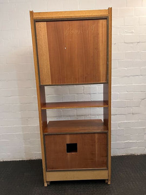 Italian Modern Walnut Veneer Media Cabinet (with Plug Opening & Glass Shelving)