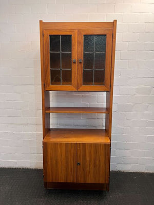 Italian Modern Walnut Veneer Media Cabinet (with Plug Opening & Glass Shelving)