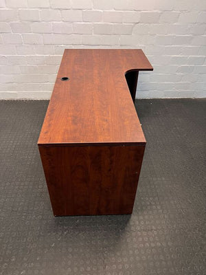 Dark Brown Mahogany L-Shaped Office Desk with Three Drawers (Width: 168cm)(Height: 75cm)