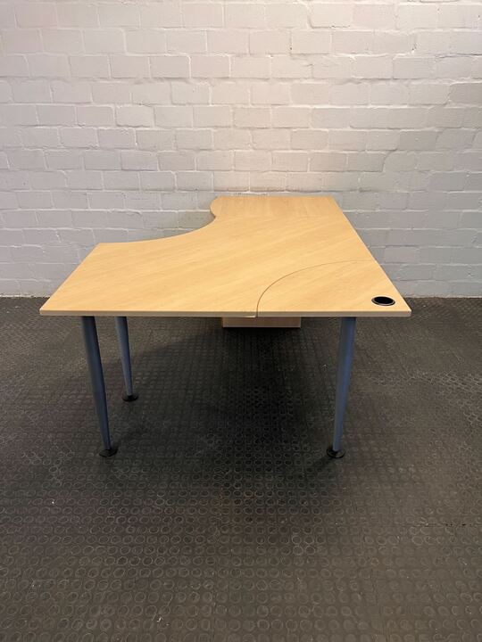 Light Brown L-Shaped Wooden  Desk with Two Drawers (Width: 171cm)(Height: 73cm) - PRICE DROP