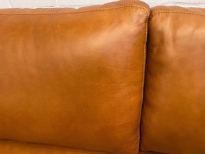 Tan Leather Master Three Seater Couch with Studded Arm Rest