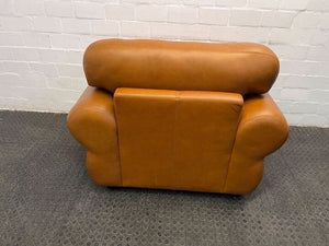 Tan Leather Master One Seater Couch with Studded Arm Rest