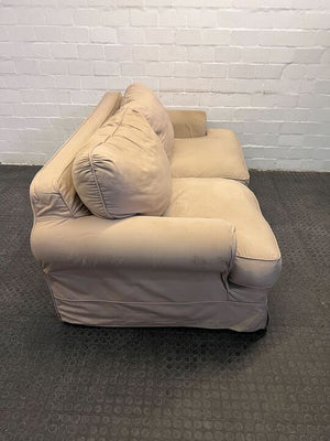 Beige Three Seater Couch with Slip Cover