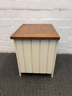 White Side Table with Two Shelves & Wooden Top