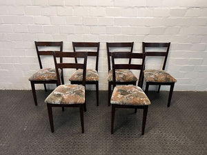 Dark Wooden Dining Room Chair with Floral Patterned Seating (Wood Scratched)