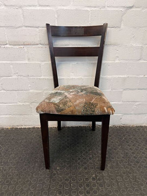 Dark Wooden Dining Room Chair with Floral Patterned Seating (Wood Scratched)