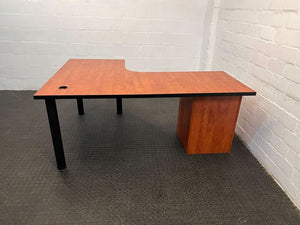 RHS L-Shaped Cherry Wooden Desk with Four Drawers (Width: 180cm)(Height: 74cm)